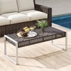 Tangkula 43 Inch Patio Rectangle Ottoman Pack of 2 w/ Metal Legs & Seat Cushion - 3 of 4