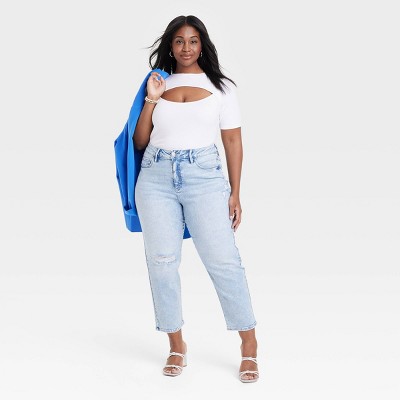 Women's High-Rise Cropped Slim Straight Jeans - Ava & Viv