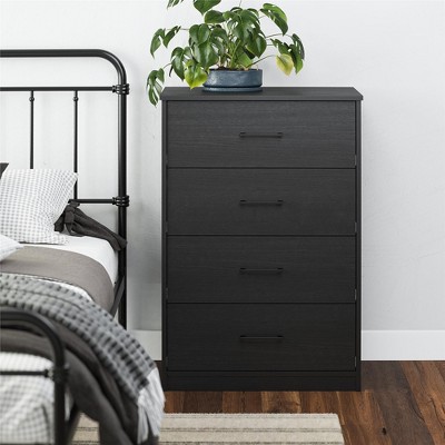 Black Oak Vertical 4-Drawer Dresser with Metal Slides