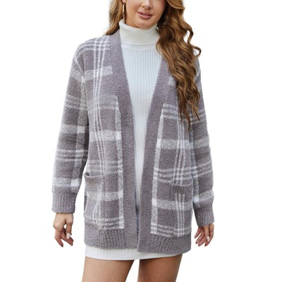 Snuggle Sac Women’s Open Front Cardigan with Pockets Soft Long Sleeve Knit Sweater for All Seasons