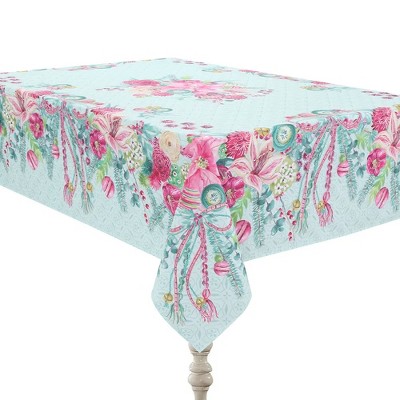 Boho Christmas Multicolor Floral Rectangular Fabric Tablecloth