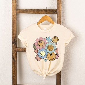 The Juniper Shop Flower Smiley Face Toddler Short Sleeve Tee - 1 of 2