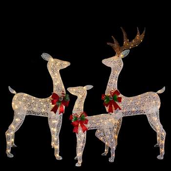 Northlight Set of 3 LED Lighted Glittered Reindeer Family Outdoor Christmas Decorations