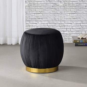 19" Zinnia Ottoman Black Velvet/Gold - Acme Furniture
