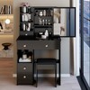 JUJABU 29.2" Small Size Vanity Table with Left Drawer, Cushioned Stool, Extra-Large Sliding Mirror, Multi-Layer Storage - Black - 2 of 4