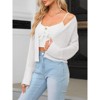 Womens Cropped Cardigan Sweaters Causal Open Front Lightweight Long Sleeve Knit Cardigan - 3 of 4