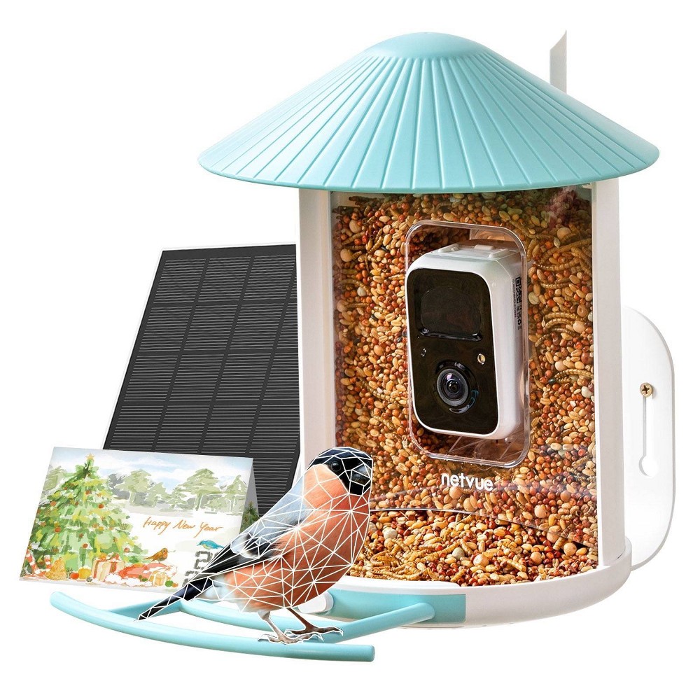 Birdfy 12" Feeder Connected with FHD Camera Blue/White