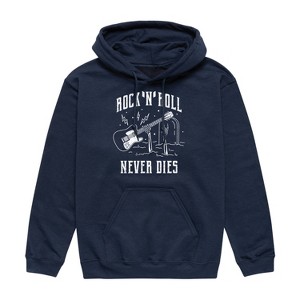Men's - Instant Message - Rock N Roll Never Dies Graphic Fleece Pullover Hoodie - 1 of 4