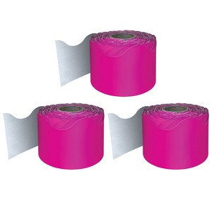 Carson Dellosa Education Hot Pink Rolled Scalloped Border, 65 Feet Per Roll, Pack of 3 - 1 of 3