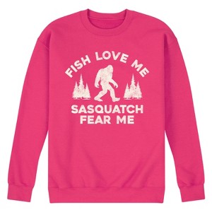 Men's - Instant Message - Fish Love Me, Sasquatch Fear Me Graphic Fleece Sweatshirt - 1 of 4