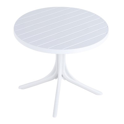 Vynxaria Modern 36 Inch White Round Plastic Table – Indoor/Outdoor Dining & Coffee Table, All-Weather Polypropylene Patio Table
