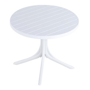 Vynxaria Modern 36 Inch White Round Plastic Table – Indoor/Outdoor Dining & Coffee Table, All-Weather Polypropylene Patio Table - 1 of 4