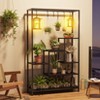 71" Tall 5-Tier Plant Stand with Hanging Hooks, Large Metal & Wood Indoor Plant Shelf for Living Room, Balcony, Garden - 2 of 4