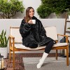 PAVILIA Faux Shearling Wearable Blanket Hoodie, Cozy Oversized Hooded Sweatshirt Adults, Warm Fleece Big Pocket - 2 of 4