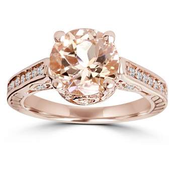 Pompeii3 2 Carat Morganite & Diamond Vintage Engagement Ring 14K Rose Gold