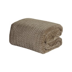 Plazatex Chevron Braided Stylish Soft Comfortable and Lightweight All Seasons Blanket Twin Taupe - 1 of 4