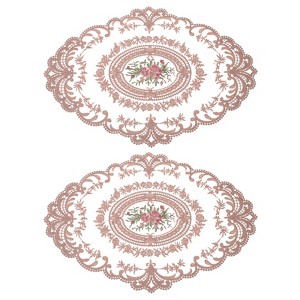Unique Bargains Retro Lace Embroidered Polyester Placemat 2 Pcs - 1 of 4