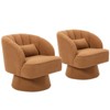 Swivel barrel armchair, 360 degree velvet upholstered armchair with striped backrest, ergonomic design, suitable for living room bedroom backyard etc - 2 of 4