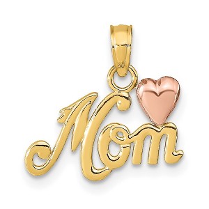 Black Bow Jewelry 14k Two Tone Gold Mom with Heart Pendant, 16mm - 1 of 4
