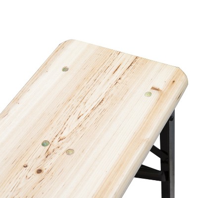 Natural Fir and Black Steel 6' Folding Picnic Table Set