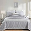 Boho King Size Gray Farmhouse Quilt Set, Striped Lightweight Bedding 104x90 3 Pieces - 2 of 4