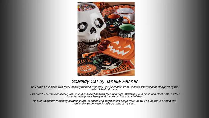 160oz Earthenware Scaredy Cat Skeleton 3-D Treat Jar - Certified International, 2 of 5, play video