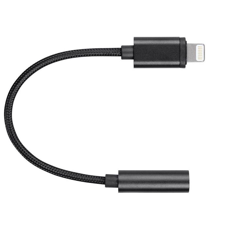 Monoprice USB & Lightning Cable - MFi Certified Lightning to 3.5mm Audio Adapter - Black | Nylon Braided, Works With Any Apple Lightning Device, 2 of 7