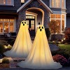 Joyfy 2 Pack 47'' Halloween Standing Ghost Outdoor Decoration,  White Ghost with Warm String Light Haunted House Prop for Garden Yard Porch Lawn Decor - 4 of 4
