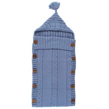 Hudson Baby Infant Boy Knitted Baby Lounge Stroller Wrap Sack, Coronet Blue, One Size