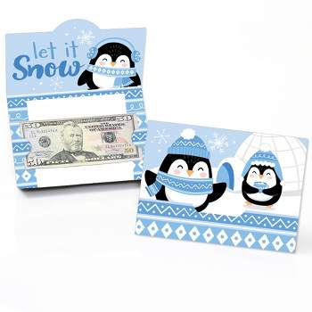 Big Dot of Happiness Winter Penguins - Holiday and Christmas Party Money And Gift Card Holders - Set of 8