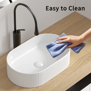Hrinhom 19.3" W Bathroom Sink Above Counter,Modern Porcelain Vessel Sink Without Faucet - 1 of 4