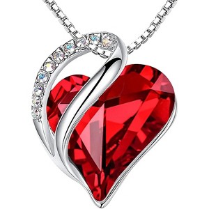 Infinity Love Birthstone Necklace for Women, Silver Plated Heart Pendant with Adjustable Chain - 1 of 4