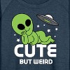 Women's - Instant Message - Alien Cute But Weird Lightweight French Terry Wide Neck Long Sleeve Graphic Shirt - 2 of 4