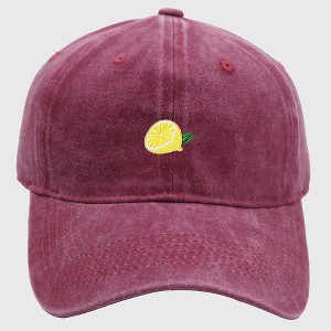 Anna-Kaci Women's Vintage Washed Baseball Cap with Lemon Embroidery - 1 of 4