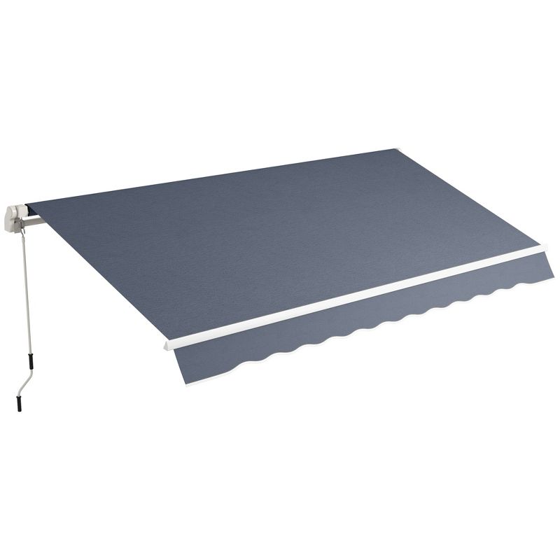 Outsunny 12' x 8' Patio Awning, Canopy Retractable Sun Shade Shelter with Manual Crank Handle for Deck, Yard, Dark Gray, 4 of 7