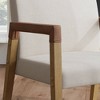 30" Wood and Faux Leather Upholstered Accent Chair Brushed Light Brown/Flax/Chestnut - Nathan James - 3 of 4