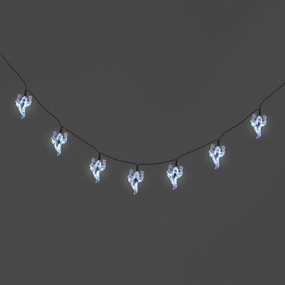 20ct LED Battery Operated Iridescent Ghost Halloween Indoor Outdoor Novelty String Lights Black/White - Hyde and EEK! Boutique™