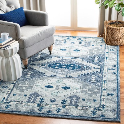 Hand-Tufted Blue and Gray Wool Silk 4' x 6' Area Rug