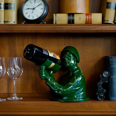 Green Polyresin Army Man Wine Bottle Holder