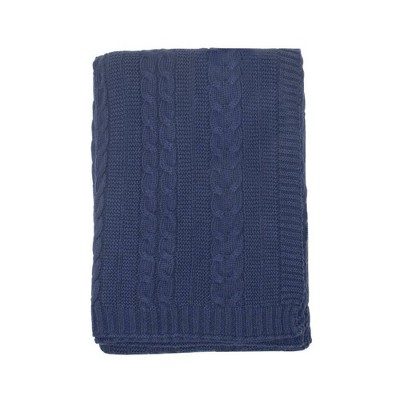 Kimberly Grant Cable Knit Blanket - Navy