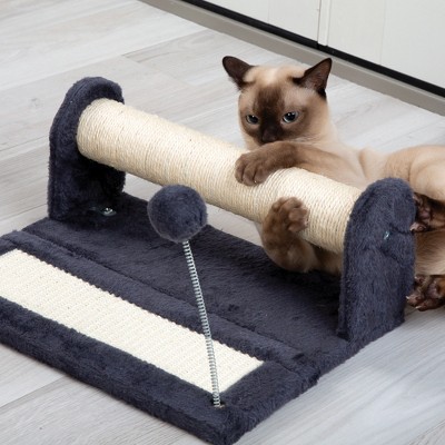 Modern Gray and Beige Cat Scratching Play Center with Ball