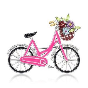 Ross-Simons 0.92 ct. t.w. Multi-Gemstone and Multicolored Enamel Floral Bike Pin in Sterling Silver and 18kt Gold Over Sterling - 1 of 3