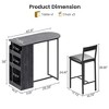 Whizmax Industrial 3-Piece Bar Set, Narrow Bookcase & Table with Chairs for 2, Three-Tier Storage Shelf for Apartments, Living Room, Studio - 3 of 4
