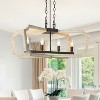 LNC Creamy 4-Lights 27.5" Shabby Chic Rectangle Kitchen Island Pendant  Lights, Off-White Wood and Distressed Black - 4 of 4