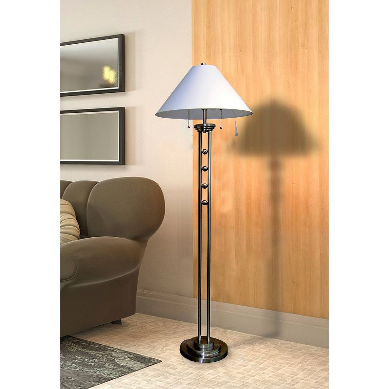 63&#34; Traditional Metal Floor Lamp with Unique Etched Base Silver - Ore International, 2 of 4