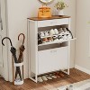 KTMBDW Rustic Shoe Cabinet with Flip Drawers, Narrow Shoe Cabinet with Metal Legs & Handles for Entryway, Hallway, Organizer - 2 of 4
