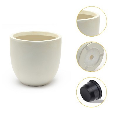 White Round Magnesium Oxide Outdoor Planter, 12.2in Height