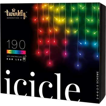 Twinkly Icicle App-Controlled LED Christmas Lights with 190 RGB (16 Million Colors) LEDs. Clear Wire. Indoor and Outdoor Smart Lighting Decoration