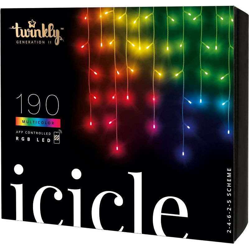 Twinkly Icicle App-Controlled LED Christmas Lights with 190 RGB (16 Million Colors) LEDs. Clear Wire. Indoor and Outdoor Smart Lighting Decoration, 1 of 9