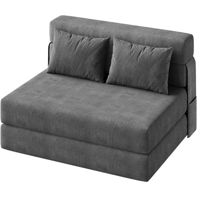 GAOMON 4-in-1 Folding Sofa Bed & Sleeper Chair,Convertible Fold Out Loveseat with Pillow, Tufted Floor Lounge for Home, Dark Grey
